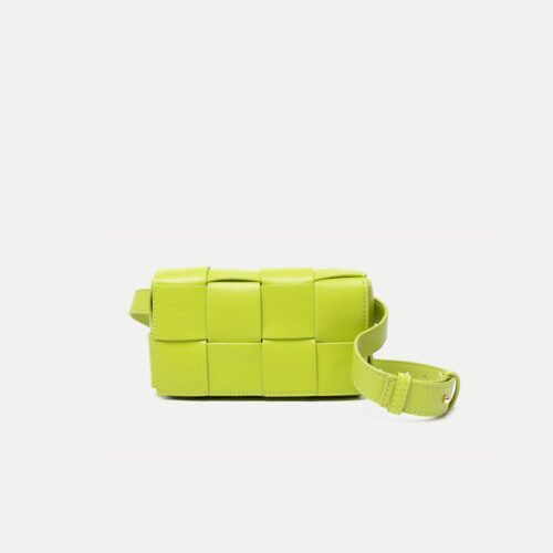 Avocado Green Lattice Woven Chest Bag Diagonal